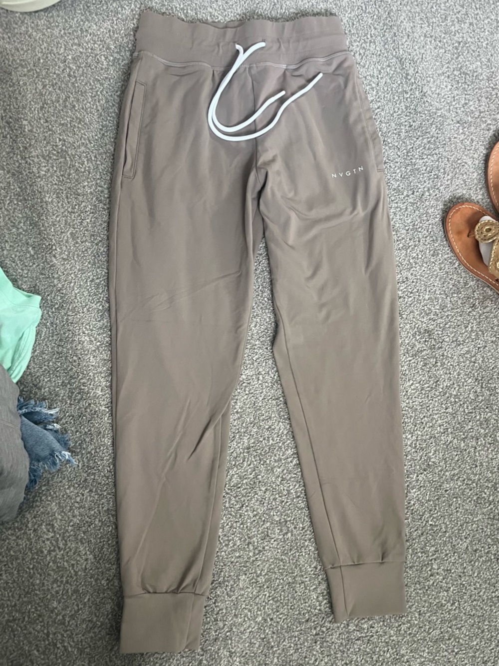 NVGTN Women’s Taupe Joggers with White Drawstring